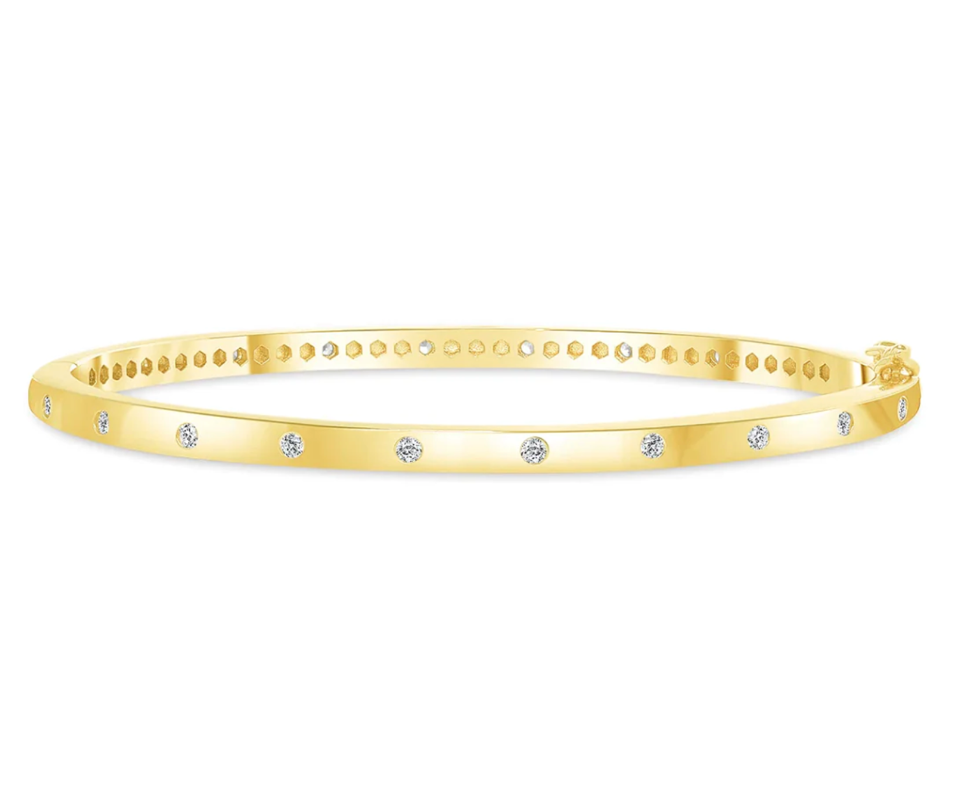 TAJ Hinged Cuff Bracelet with Diamond Bezel