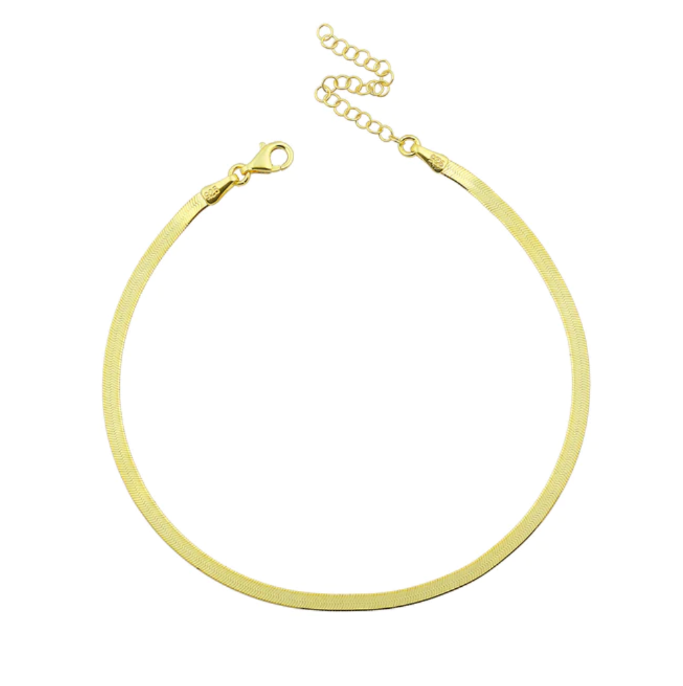 FAYE 3mm Herringbone Chain Bracelet Gold