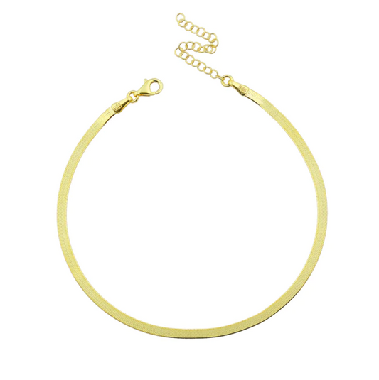 FAYE 3mm Herringbone Chain Bracelet Gold