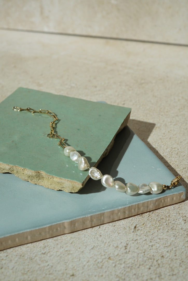 MONTECITO Pearl & Paperclip Chain Bracelet