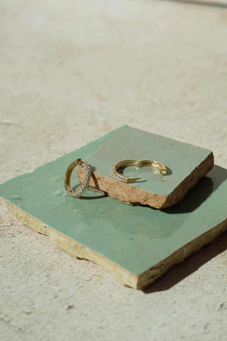 ALAIA Diamond Pave Midi Hoop Earrings