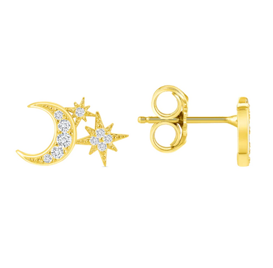 KAI Crescent & Stars Post Earring