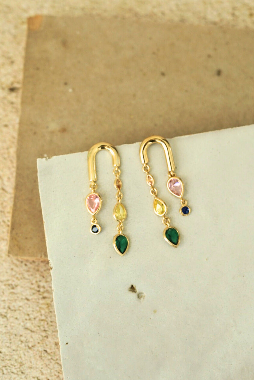 PICASSO Dangle Multi Color Crystal Earrings