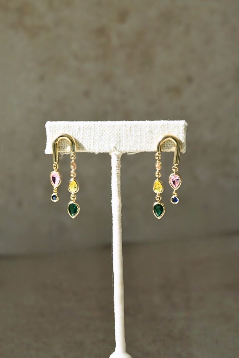 PICASSO Dangle Multi Color Crystal Earrings
