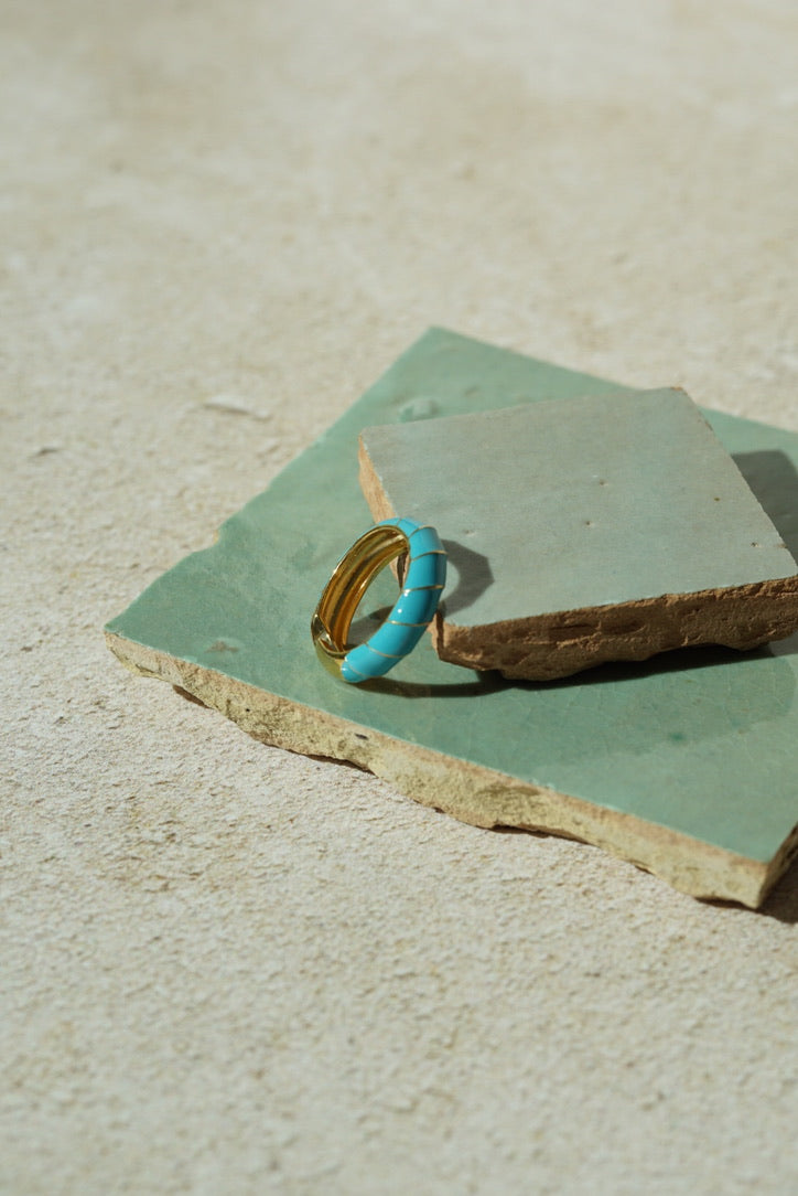 CANNES Croissant Ring Enamel Turquoise