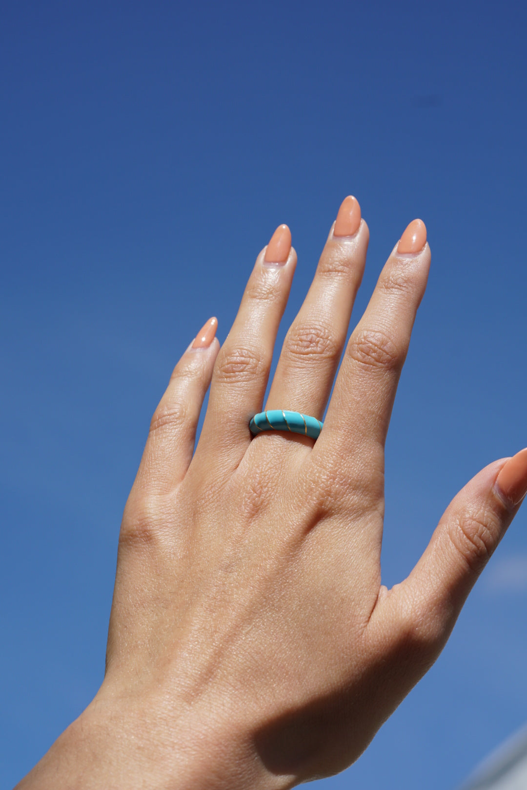 CANNES Croissant Ring Enamel Turquoise