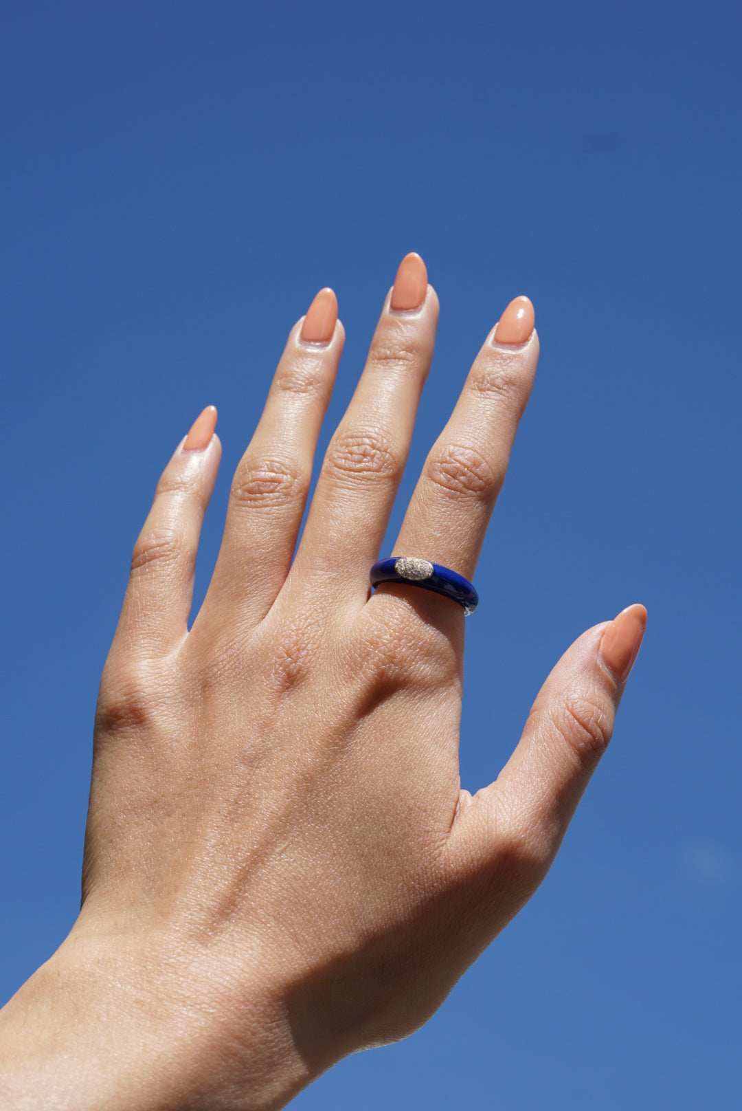 MINA Enamel Diamond Ring Dark Blue