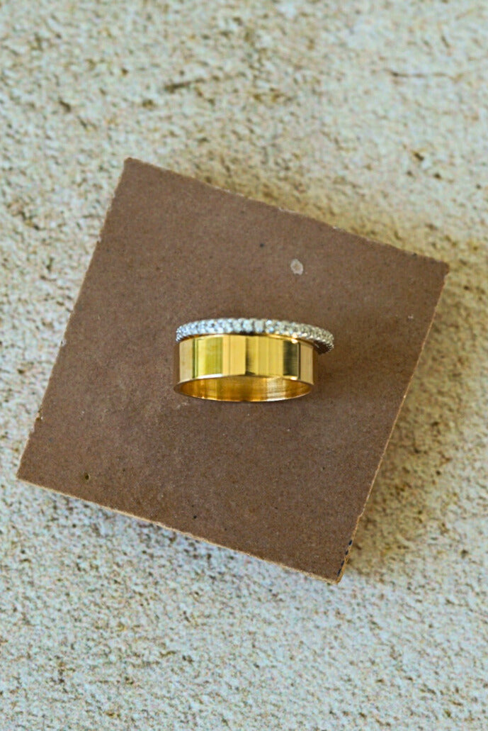 AMARA Cigar Band & Crystal Eternity Ring Set