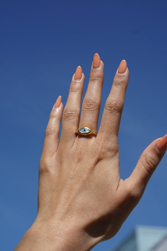 SALMA Evil Eye Hammered Ring