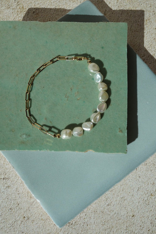 MONTECITO Pearl & Paperclip Chain Bracelet