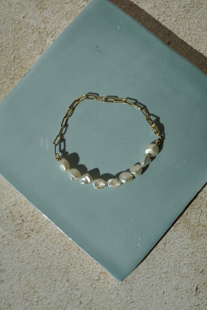 MONTECITO Pearl & Paperclip Chain Bracelet