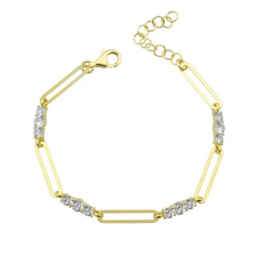 ALESSIA Vermeil Link Chain Crystal Bracelet