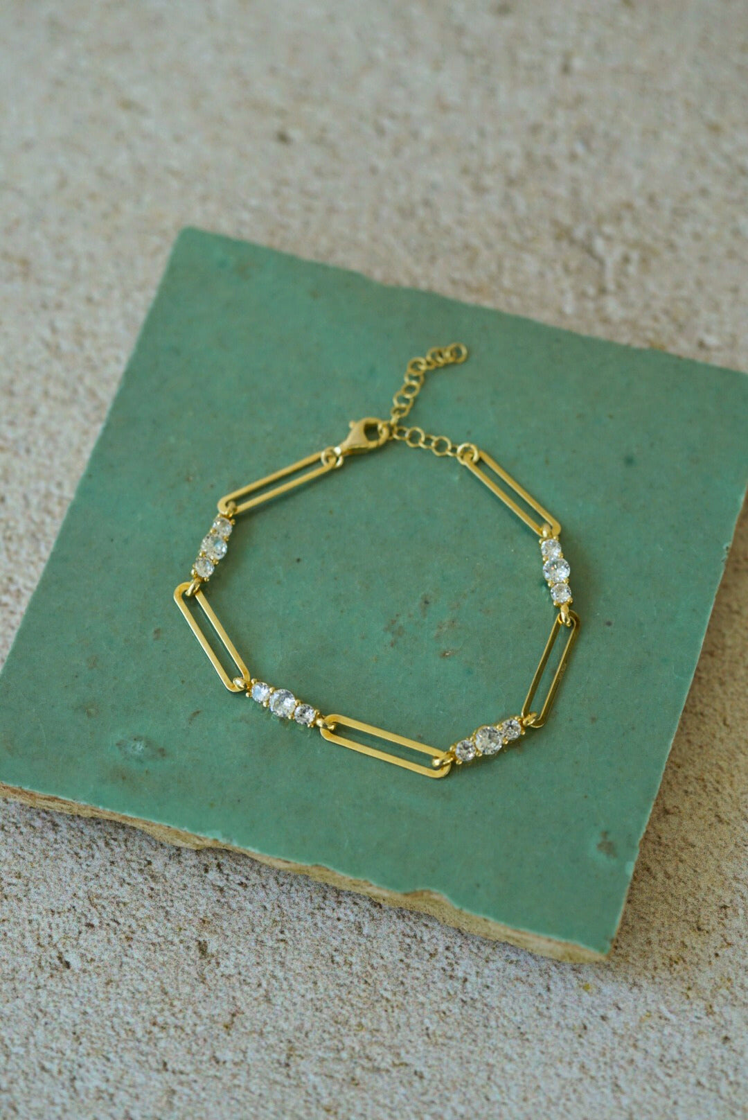 ALESSIA Vermeil Link Chain Crystal Bracelet