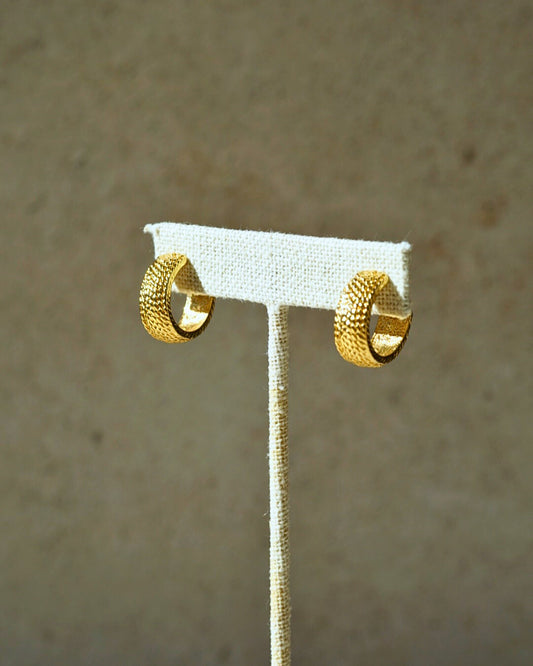 FARAH Vintage Woven Semi Hoop Earrings Gold