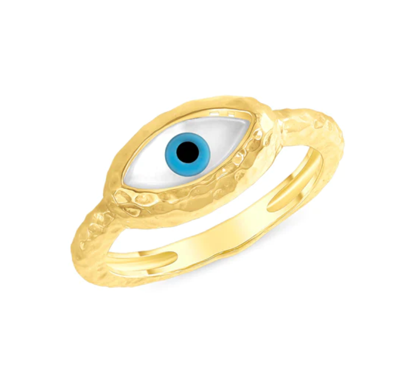 SALMA Evil Eye Hammered Ring