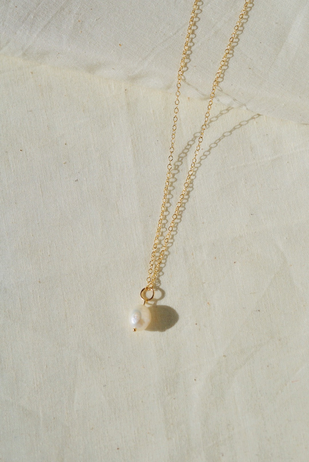 HARP Pearl Pendant Gold Filled Necklace White